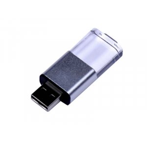 USB 2.0- флешка промо на 32 Гб прямоугольной формы, выдвижной механизм, черный