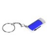 USB 2.0- флешка на 16 Гб с выдвижным механизмом и мини чипом, серебристый/темно-синий