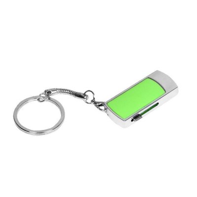 USB 2.0- флешка на 16 Гб с выдвижным механизмом и мини чипом, серебристый/зеленый