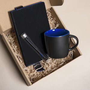 Набор подарочный DESKTOP: кружка, ежедневник, ручка,стружка, коробка, черный/синий