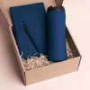 Набор подарочный OFFICEKIT: термос, ежедневник, ручка,стружка, коробка, синий