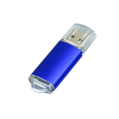 USB 2.0- флешка на 16 Гб с прозрачным колпачком, синий