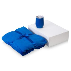 Подарочный набор Dreamy hygge 2.0 с пледом и термокружкой, синий Подарочный набор Dreamy hygge 2.0 с пледом и термокружкой, синий