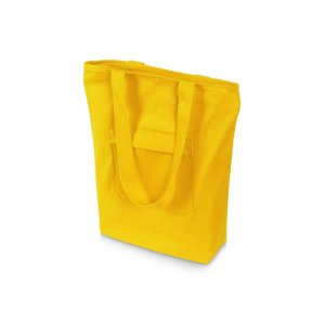 Сумка на молнии Zipper из хлопка 280 г c карманом на молнии спереди, желтый