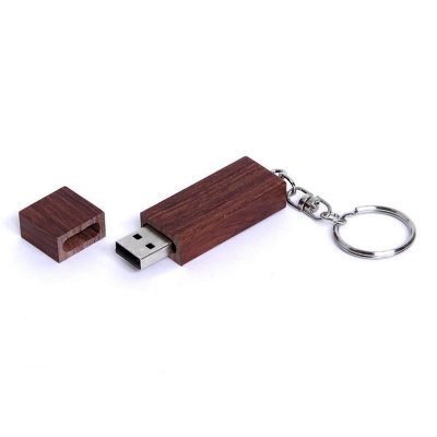 USB 2.0- флешка на 32 Гб прямоугольная форма, колпачок с магнитом, коричневый