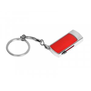 USB 2.0- флешка на 32 Гб с выдвижным механизмом и мини чипом, серебристый/красный