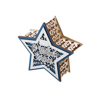 Шкатулка из фанеры в виде звезды Asteris, сине-серебристый