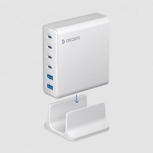 Зарядная станция 4xUSB Type-C, 2xUSB, PD, QC, 160Вт, белый, Deppa