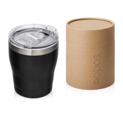 Вакуумная термокружка c керамическим покрытием Rodos, непротекаемая крышка, 350 мл, черный