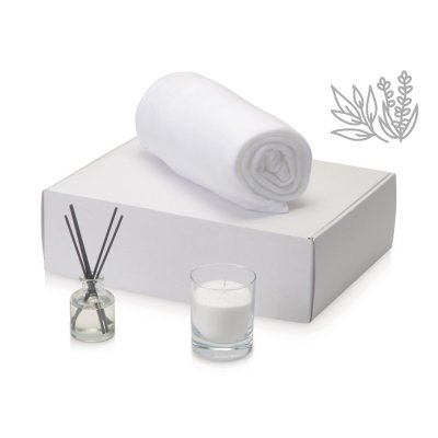 Подарочный набор White light 2.0 с пледом, диффузором, насыпной свечой