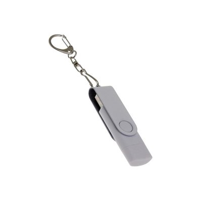 USB-флешка на 32 Гб 2 в 1 поворотный механизм, c дополнительным разъемом Type-C с одноцветным металлическим клипом, белый