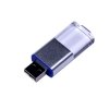 USB 2.0- флешка промо на 64 Гб прямоугольной формы, выдвижной механизм, синий