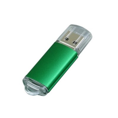 USB 2.0- флешка на 64 Гб с прозрачным колпачком, зеленый