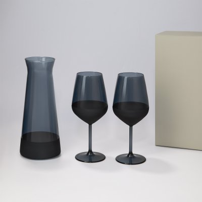 Подарочный набор декантер + 2 бокала для вина Black Edition в серой коробке
