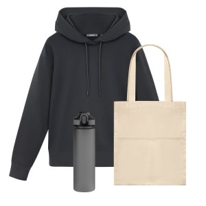 Набор с одеждой ALEX (худи, бутылка, шоппер), серый, M Набор с одеждой ALEX (худи, бутылка, шоппер), серый, M