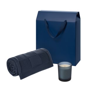Подарочный набор Enigma. Cella Soft, синий (свеча, плед) Подарочный набор Enigma. Cella Soft, синий (свеча, плед)