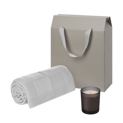 Подарочный набор Enigma. Cella Soft, серый (свеча, плед)