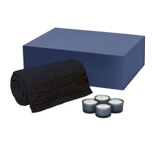 Подарочный набор Sento, Fado, синий (свеча, плед) Подарочный набор Sento, Fado, синий (свеча, плед)