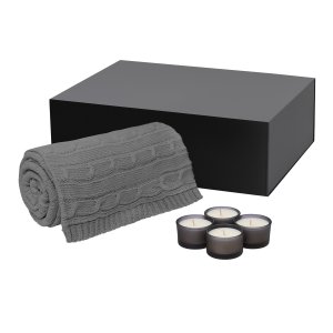 Подарочный набор Sento, Fado, серый (свеча, плед) Подарочный набор Sento, Fado, серый (свеча, плед)