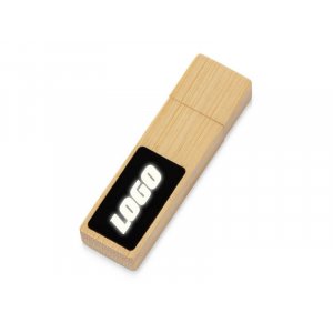 USB 2.0- флешка на 32 Гб c подсветкой логотипа «Bamboo LED», натуральный