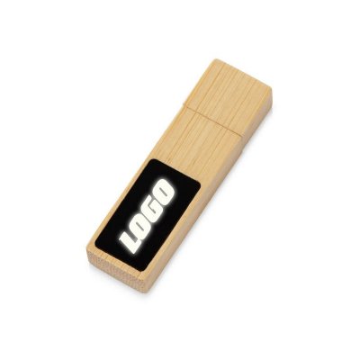 USB 2.0- флешка на 32 Гб c подсветкой логотипа «Bamboo LED», натуральный