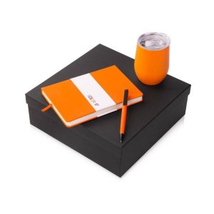 Подарочный набор c блокнотом C3, ручкой и термокружкой, оранжевый Подарочный набор c блокнотом C3, ручкой и термокружкой, оранжевый