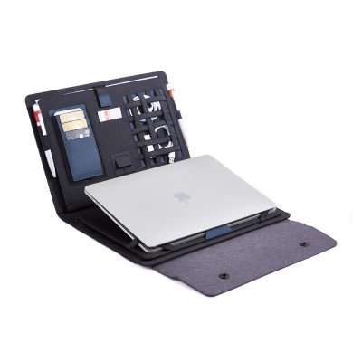 Мобильный офис с беспроводным зарядным устройством 5000 mAh, цвет серый с черным