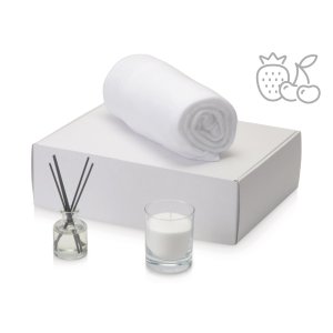 Подарочный набор White light 2.0 с пледом, диффузором, насыпной свечой