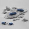 Флеш-карта "Камень" в футляре, объем памяти 32GB, покрытие soft grip , цвет темно-синий