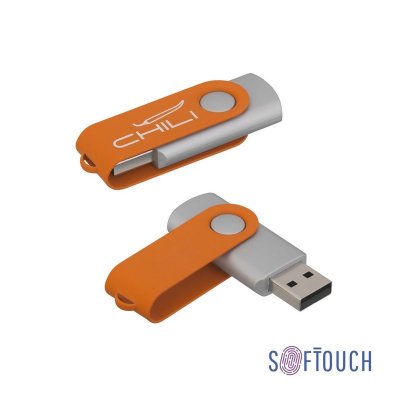 Флеш-карта "Vostok", объем памяти 16Gb, покрытие soft touch, цвет оранжевый