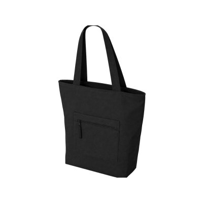 Сумка на молнии Zipper  Neo из хлопка 280 г c карманом на молнии спереди, черный