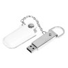 USB 2.0- флешка на 16 Гб в массивном корпусе с кожаным чехлом, белый/серебристый