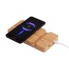 Беспроводное (10W) зарядное устройство "Bamboo Power" 5000 mAh с подставкой под смартфон, бамбук, цвет бежевый
