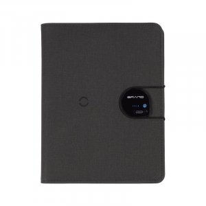 Папка А5 с беспроводным (10W) ЗУ 5000 mAh, с функцией MagSafe, сенсорным дисплеем с подсветкой логотипа и блокнотом, цвет черный
