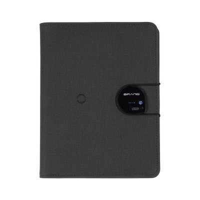Папка А5 с беспроводным (10W) ЗУ 5000 mAh, с функцией MagSafe, сенсорным дисплеем с подсветкой логотипа и блокнотом, цвет черный