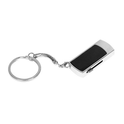 USB 2.0- флешка на 8 Гб с выдвижным механизмом и мини чипом, черный/серебристый