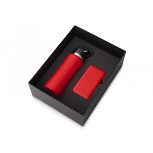 Подарочный набор с бутылкой для воды и повербанком С2, 10000 mAh, красный Подарочный набор с бутылкой для воды и повербанком С2, 10000 mAh, красный