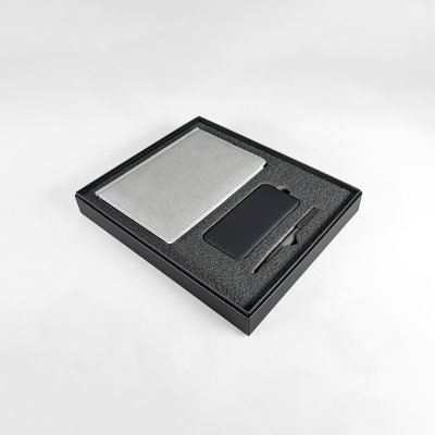 Набор подарочный BLISS: ежедневник, ручка и power bank в коробкес ложементом