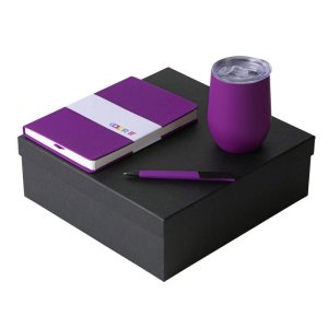 Подарочный набор c блокнотом C2, ручкой и термокружкой, фиолетовый Подарочный набор c блокнотом C2, ручкой и термокружкой, фиолетовый