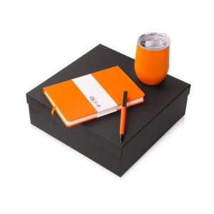Подарочный набор c блокнотом C2, ручкой и термокружкой, оранжевый Подарочный набор c блокнотом C2, ручкой и термокружкой, оранжевый
