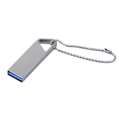 USB 2.0-флешка на 16 Гб с мини чипом и отверстием для цепочки, серебристый