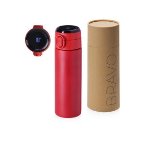 Вакуумная термокружка Waterline с медной изоляцией Bravo, 400 мл, тубус, красный