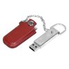 USB 2.0- флешка на 16 Гб в массивном корпусе с кожаным чехлом, коричневый/серебристый