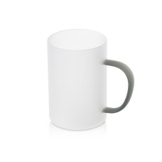 Стеклянная матовая кружка Акцент с цветной ручкой для сублимации, черный Стеклянная матовая кружка Акцент с цветной ручкой для сублимации, черный