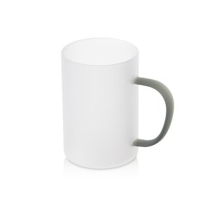 Стеклянная матовая кружка Акцент с цветной ручкой для сублимации, черный