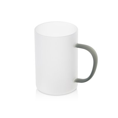 Стеклянная матовая кружка Акцент с цветной ручкой для сублимации, черный