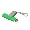 USB 2.0- флешка на 16 Гб с поворотным механизмом и дополнительным разъемом Micro USB, зеленый/серебристый