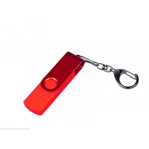 USB 2.0/micro USB/Type-С- флешка на 32 Гб 3-в-1 с поворотным механизмом, красный