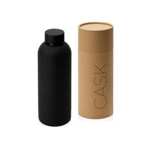 Вакуумная термобутылка Cask Waterline, soft touch, 500 мл, тубус, черный