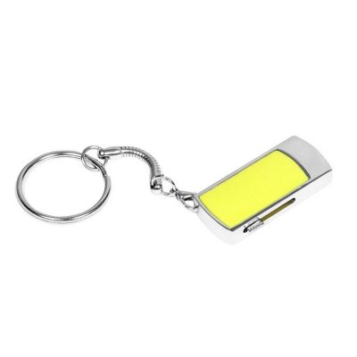 USB 2.0- флешка на 16 Гб с выдвижным механизмом и мини чипом, серебристый/желтый